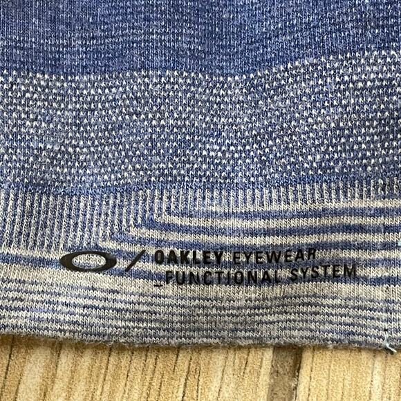 Oakley XL Tailored Fit Stripe Polo Shirt Blue Gray Teal Golf Performance Top - Picture 8 of 9